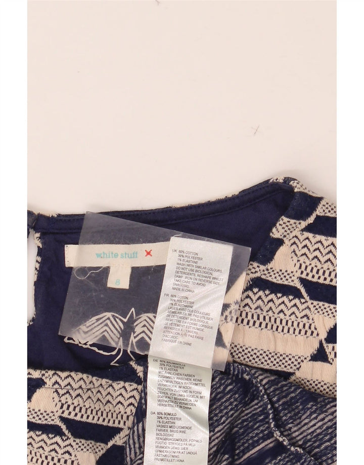 WHITE STUFF Womens 3/4 Sleeve Shift Dress UK 8 Small Beige Geometric