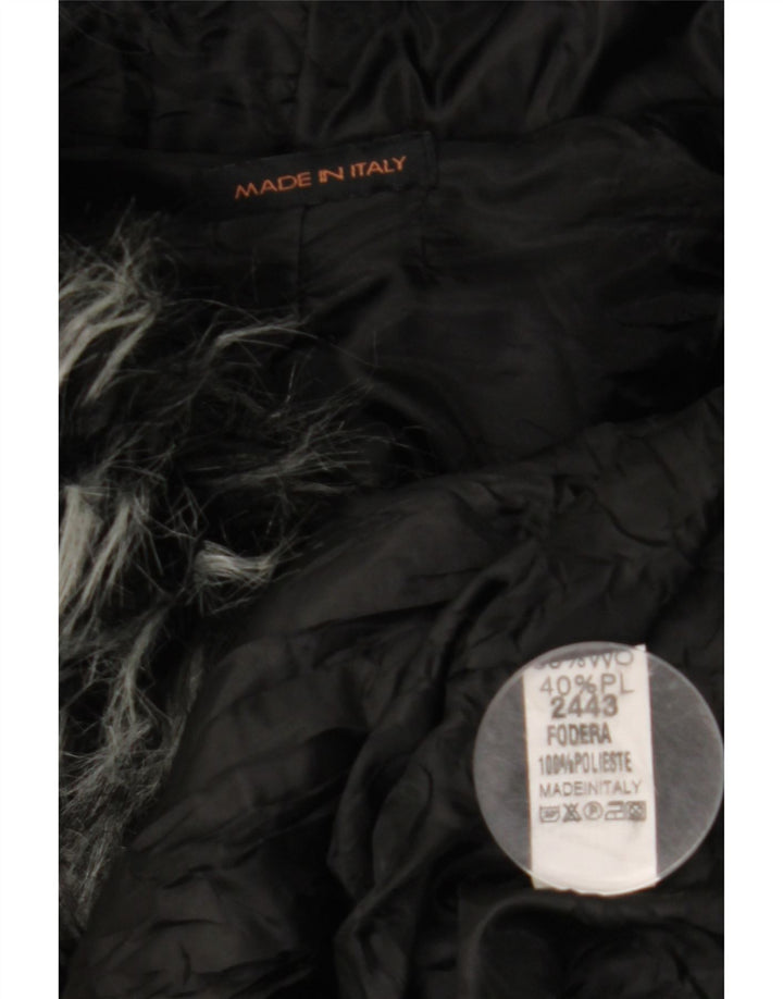 VINTAGE Womens Loose Fit Hooded Cape Coat UK 10 Small Black Wool