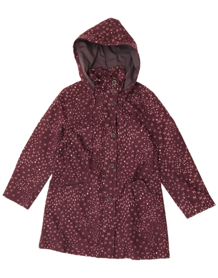White Stuff Womens Abstract Pattern Raincoat UK 12 Medium Burgundy Cat