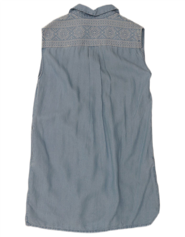 PEPE Jeans Womens Sleeveless Tent Dress UK 10 Small Blue Fair Isle Lyocell