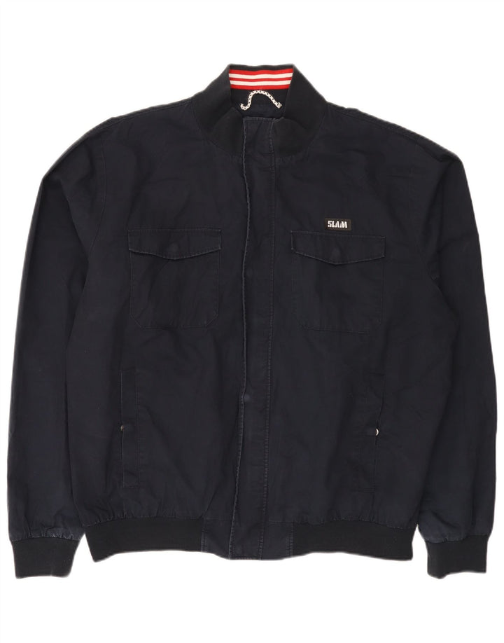 Slam Mens Bomber Jacket UK 46 3XL Navy Blue Cotton