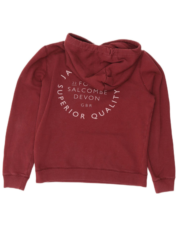 JACK WILLS Womens Graphic Hoodie Jumper UK 12 Medium Burgundy Cotton