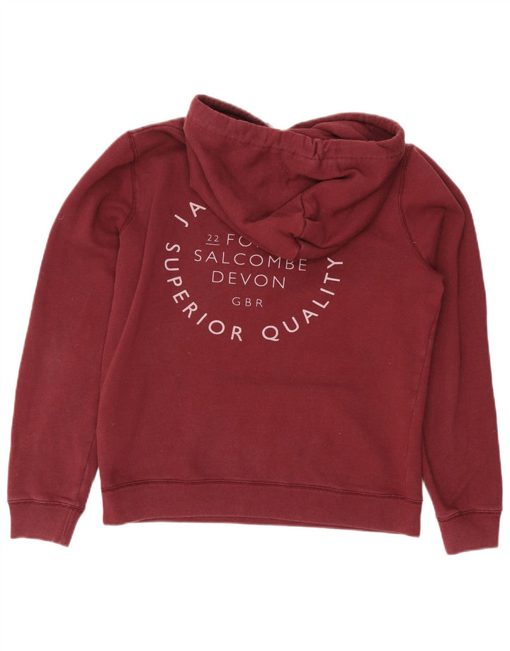 JACK WILLS Womens Graphic Hoodie Jumper UK 12 Medium Burgundy Cotton
