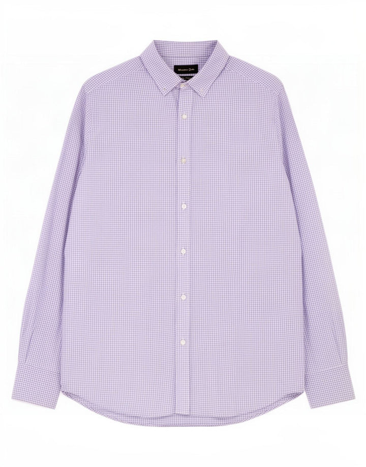 Massimo Dutti Mens Shirt Medium Purple Gingham