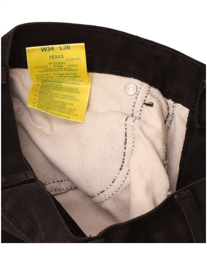 WRANGLER Mens Texas Straight Jeans W34 L32 Black Cotton