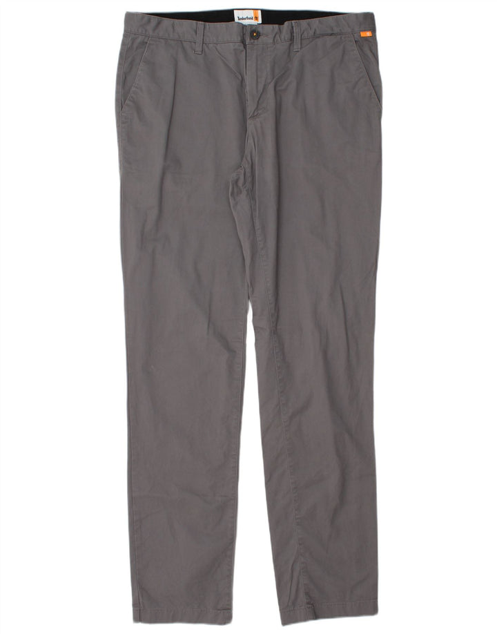 TIMBERLAND Mens Slim Chino Trousers W36 L34 Grey Cotton