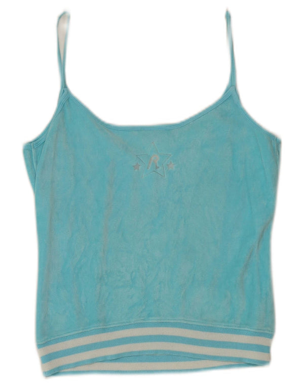 Replay Womens Harlem Crop Graphic Vest Top UK 10 Small Turquoise Sports