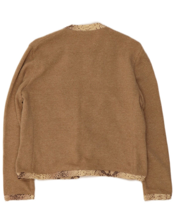 Daniela Drei Womens Front Tie Cardigan Sweater IT 44 Medium Brown Wool