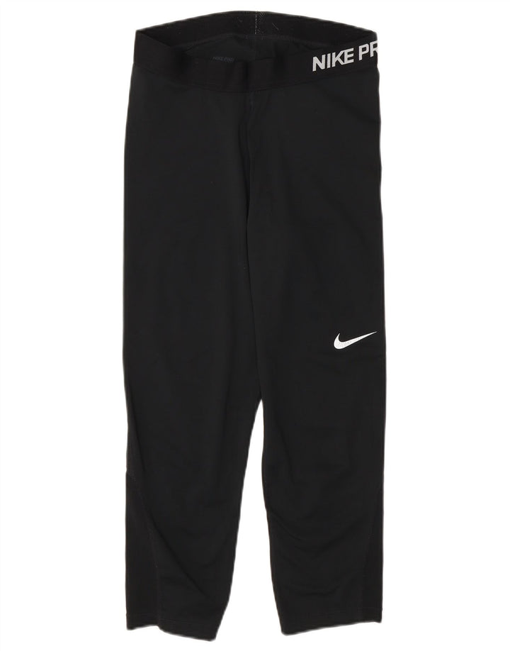 NIKE Womens Dri Fit Graphic Capri Leggings UK 12 Medium  Black Polyester