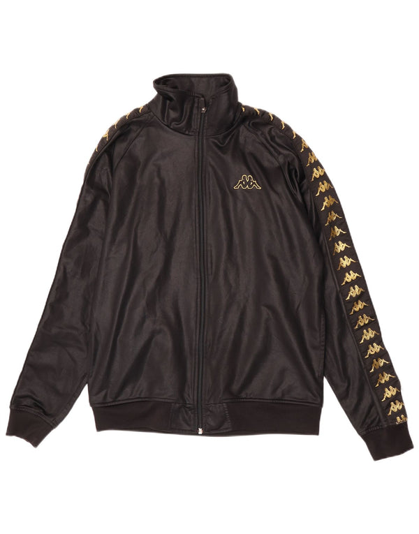 Kappa Mens Graphic Tracksuit Top Jacket Small Black Polyester