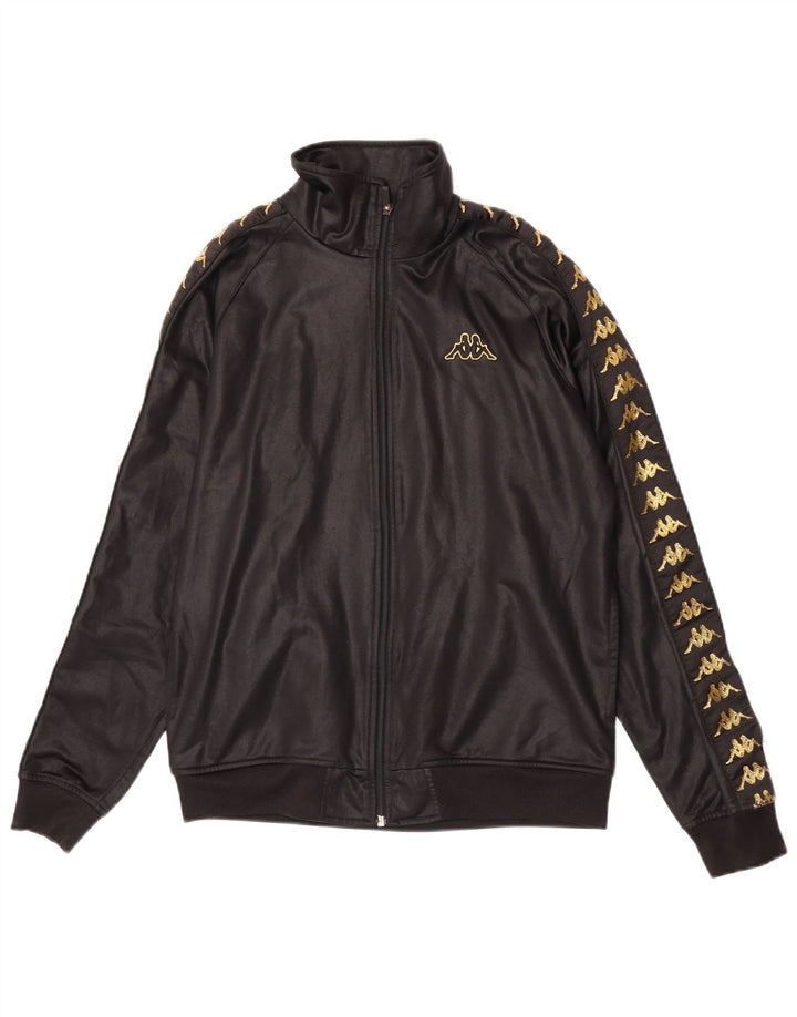 Kappa Mens Graphic Tracksuit Top Jacket Small Black Polyester