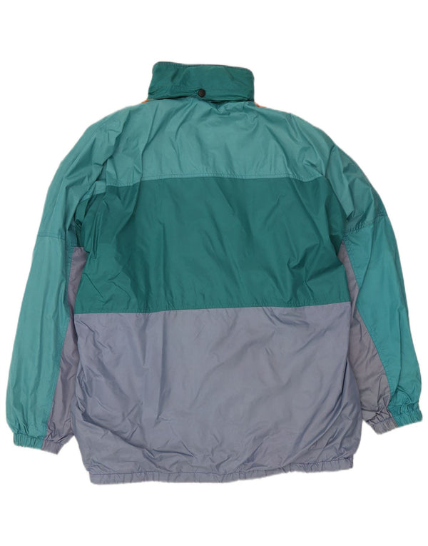 O'Kief Mens Hooded Loose Fit Rain Jacket UK 40 Large Green Colourblock