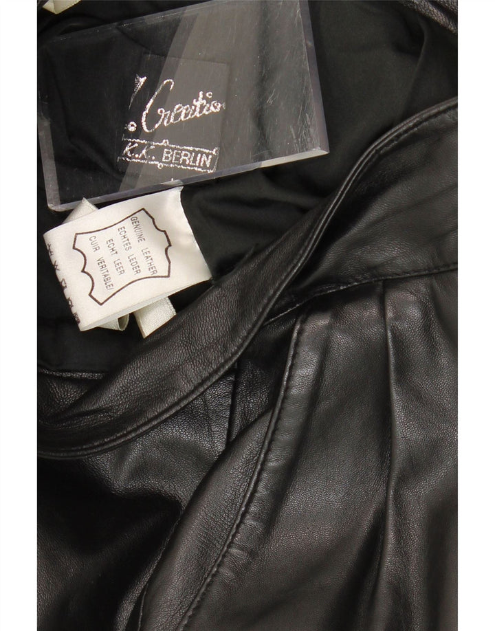 VINTAGE Mens Tapered Leather Trousers W26 L28 Black Leather