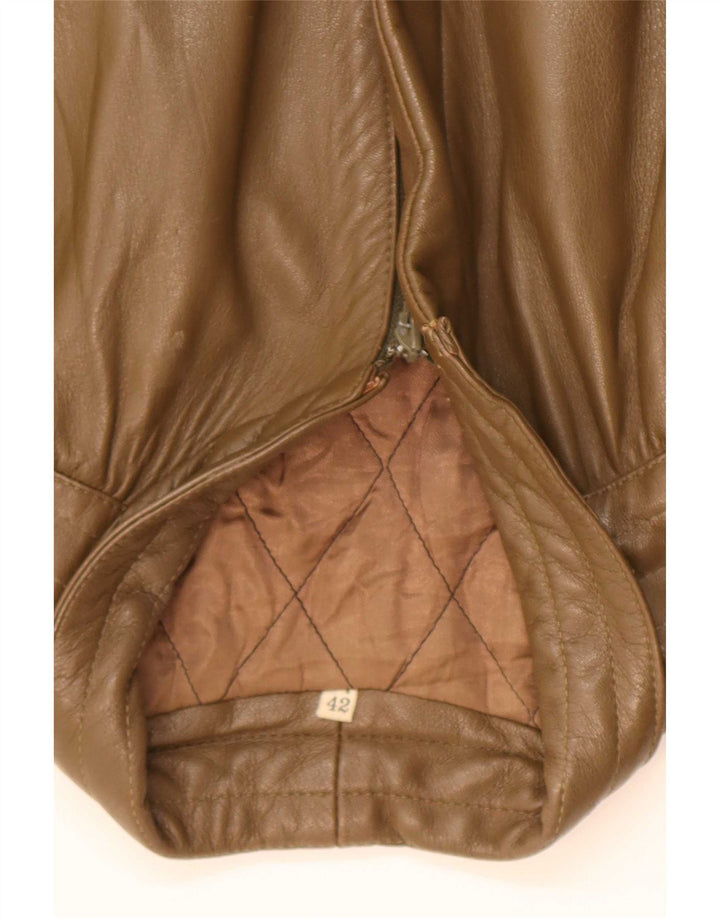 Vintage Womens Leather Jacket IT 42 Medium Khaki