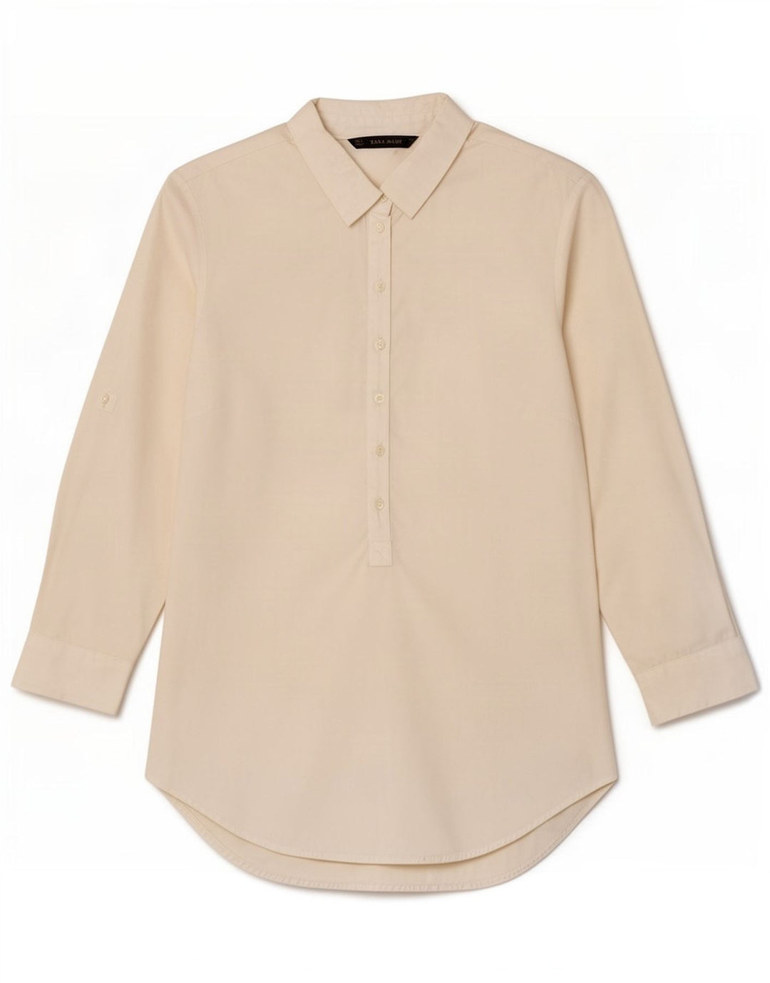 Zara Womens 3/4 Sleeve Pullover Shirt UK 10 Small White