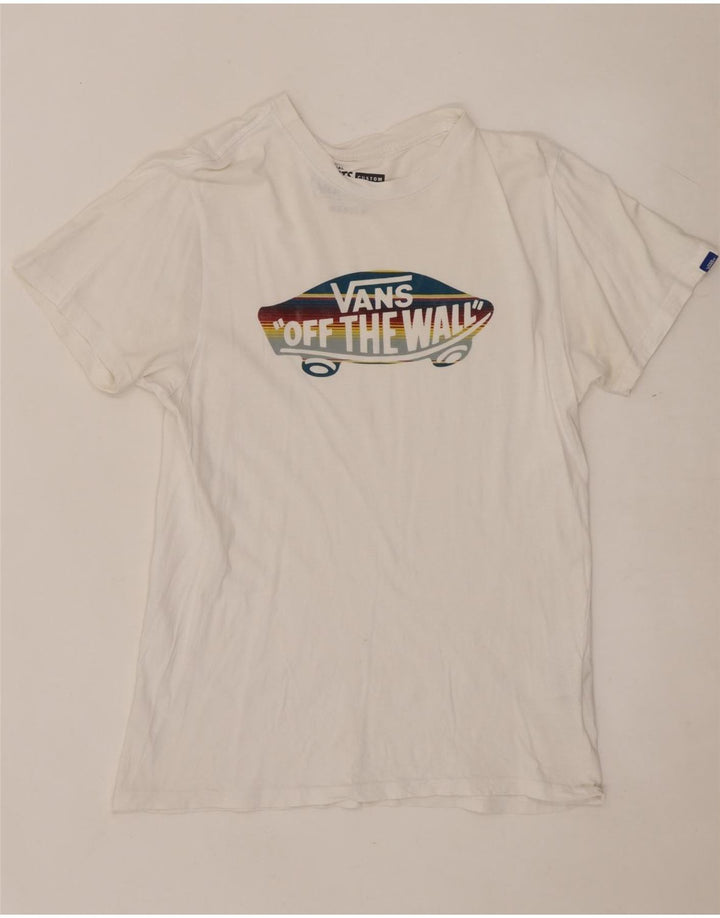 VANS Mens Custom Fit Graphic T-Shirt Top Medium White Cotton