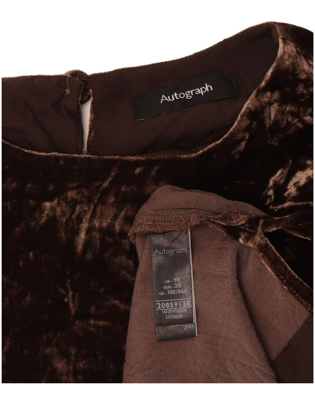 Marks & Spencer Womens Autograph Velour Blouse Top UK 10 Small Brown