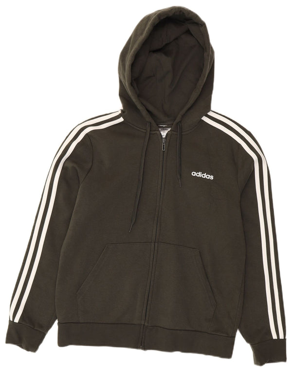 Adidas Womens Zip Hoodie Sweater UK 16/18 Large Khaki Cotton