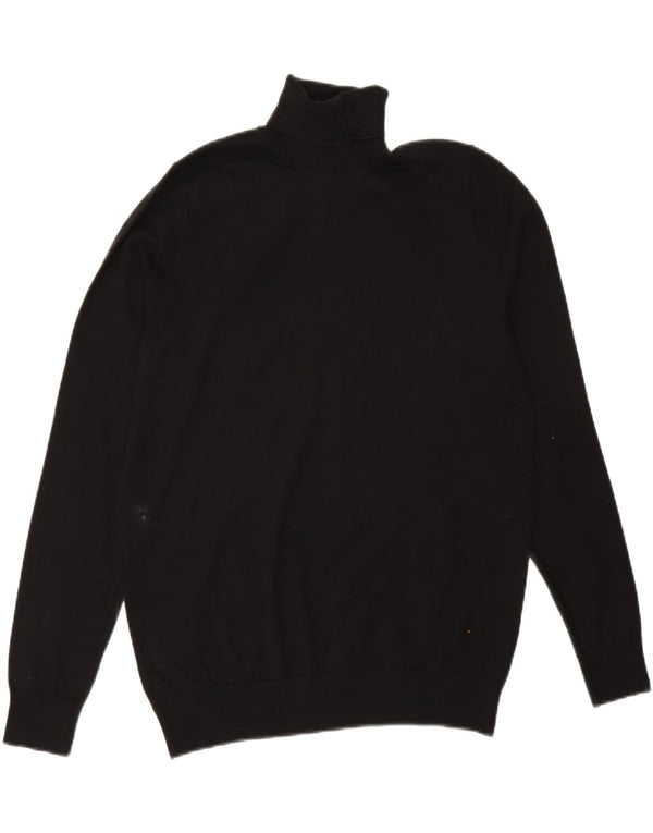 Marks & Spencer Womens Roll Neck Jumper Sweater UK 14 Medium Black Cotton