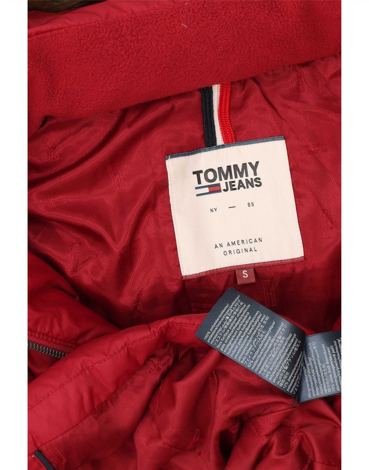Tommy Hilfiger Womens Hooded Padded Jacket UK 10 Small Red Polyester