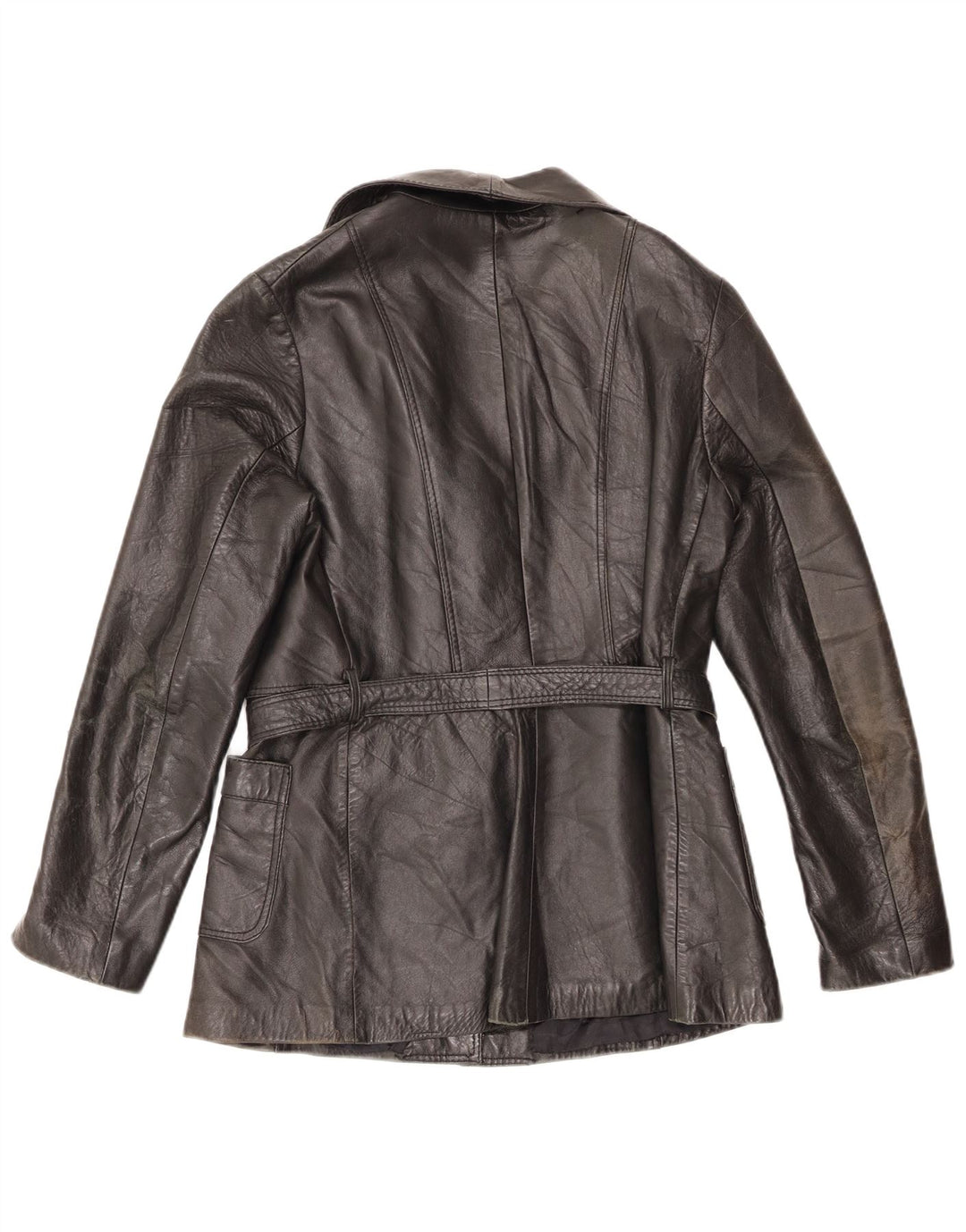Vintage Womens Leather Jacket IT 50 XL Black Leather