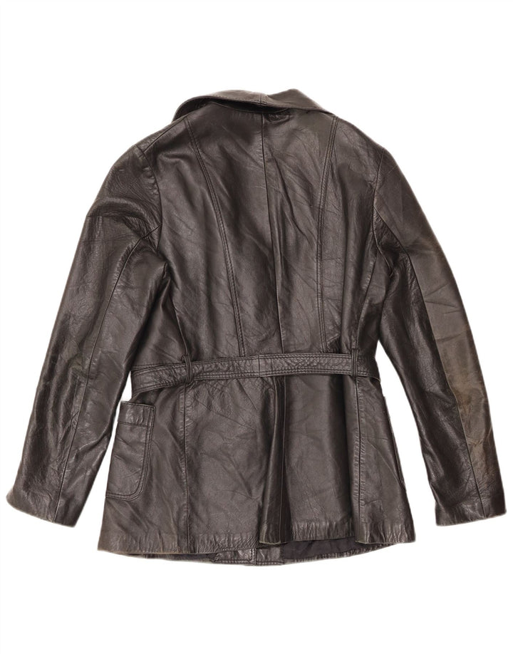 Vintage Womens Leather Jacket IT 50 XL Black Leather