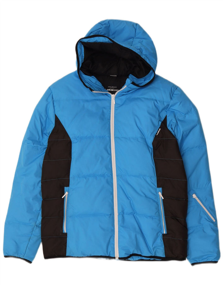 Wedze Mens Hooded Padded Jacket UK 40 Large Blue Colourblock Polyester