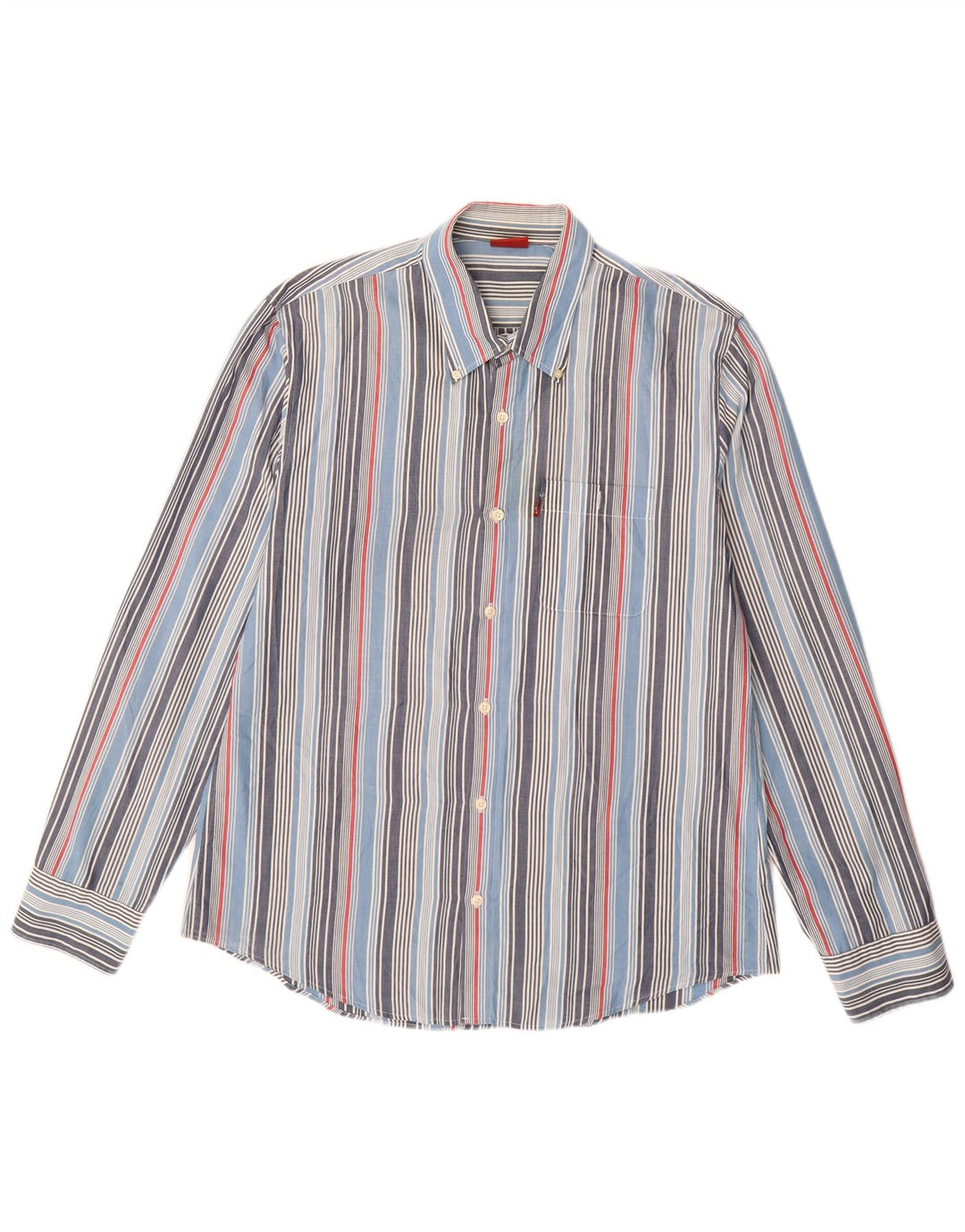 LEVI'S Mens Shirt XL Blue Striped Cotton