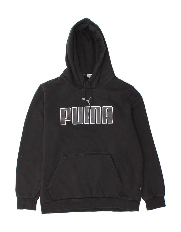 PUMA Mens Graphic Hoodie Jumper Medium Black Cotton Vintage Puma and Second-Hand Puma from Messina Hembry 