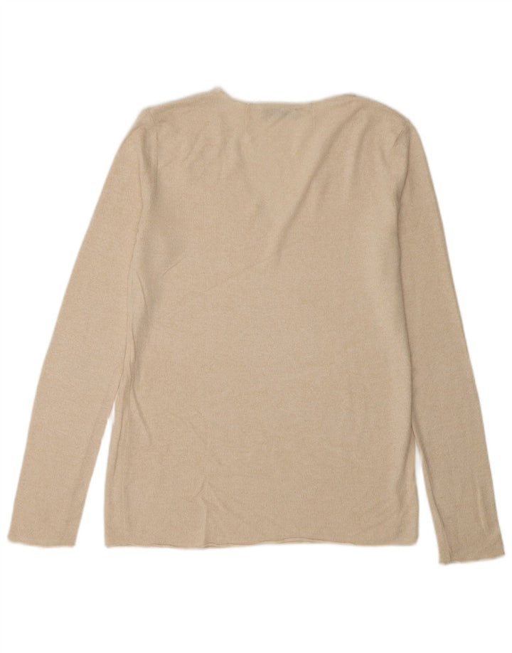 Zara Womens Top Long Sleeve UK 10 Small Beige