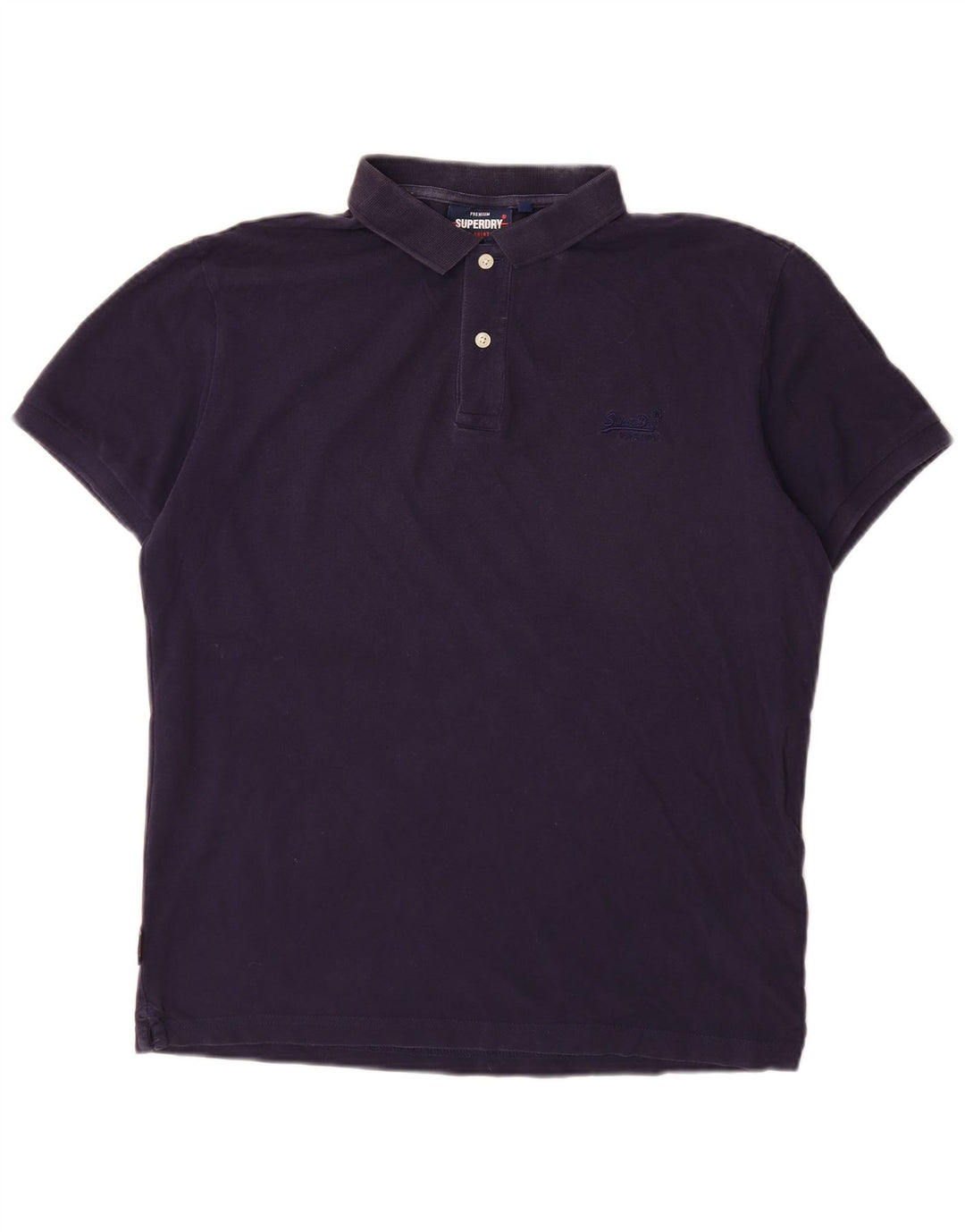 SUPERDRY Mens Polo Shirt Large Navy Blue Cotton
