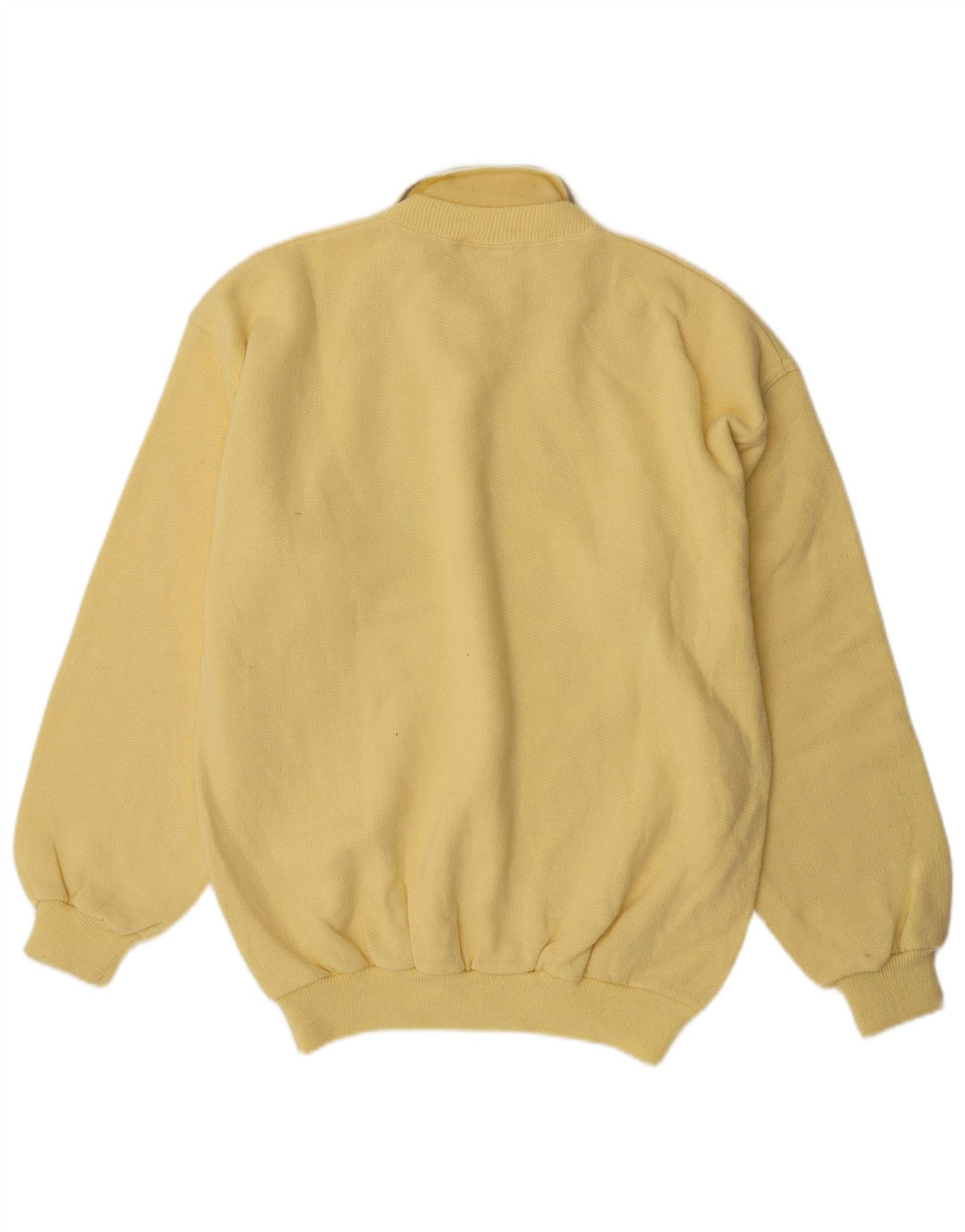 Vintage Mens Polo Neck Sweatshirt Jumper Large Yellow Cotton