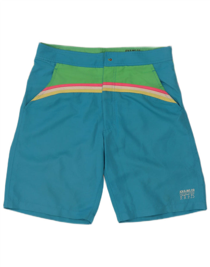 Jack & Jones Mens Swimming Shorts Medium Blue Colourblock Polyester