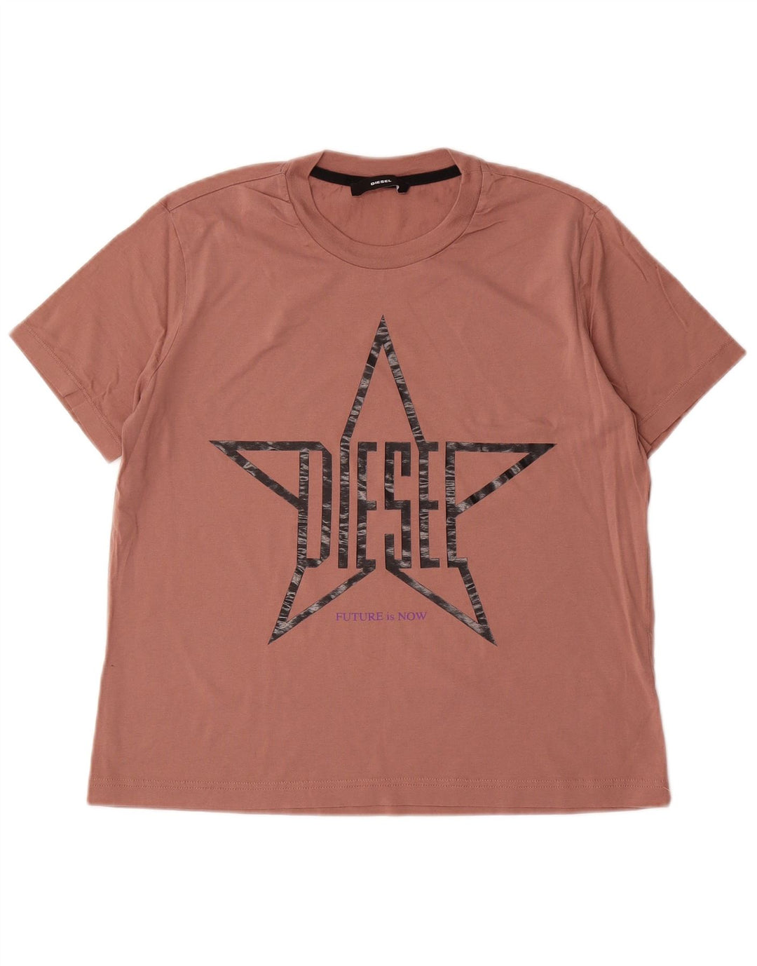 DIESEL Womens Graphic T-Shirt Top UK 12 Medium Brown