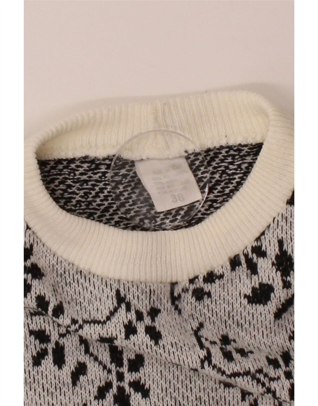 VINTAGE Womens Crew Neck Jumper Sweater EU 38 Medium Grey Floral Vintage Vintage and Second-Hand Vintage from Messina Hembry 