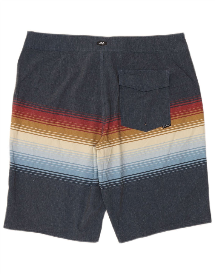 O'NEILL Mens Swimming Shorts Medium Navy Blue Striped Polyester