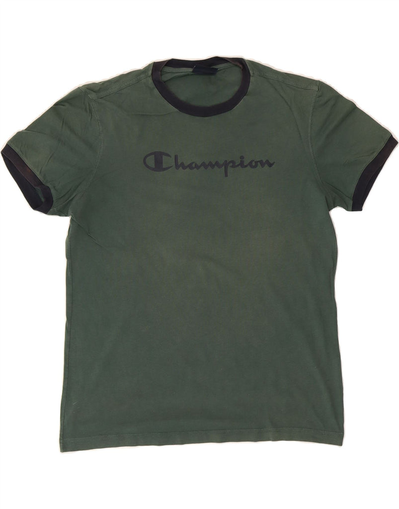 CHAMPION Mens Graphic T-Shirt Top Medium Green Cotton Vintage Champion and Second-Hand Champion from Messina Hembry 