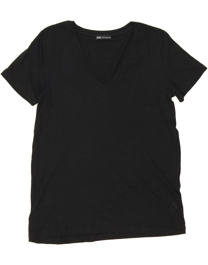 ZARA Womens T-Shirt Top UK 14 Medium Black Vintage Zara and Second-Hand Zara from Messina Hembry 