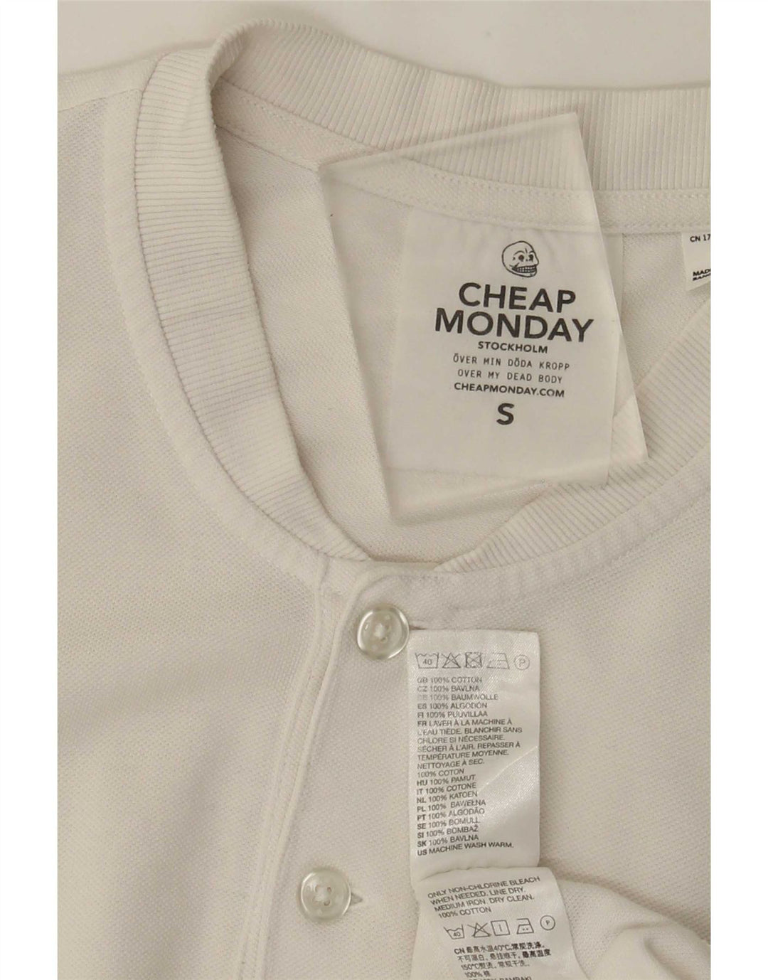 Cheap Monday Mens T-Shirt Top Small White Cotton