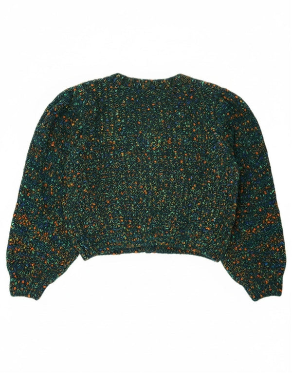 Cider Womens Crop Cardigan Sweater UK 16 Large Green Flecked Polyester