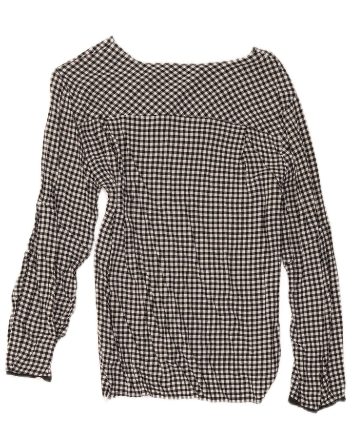 Zara Womens Blouse Top UK 12 Medium Black Gingham