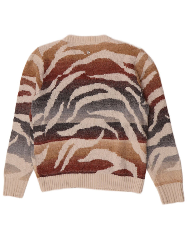 Desigual Womens V-Neck Jumper Sweater UK 6 XS Multicoloured Animal Print