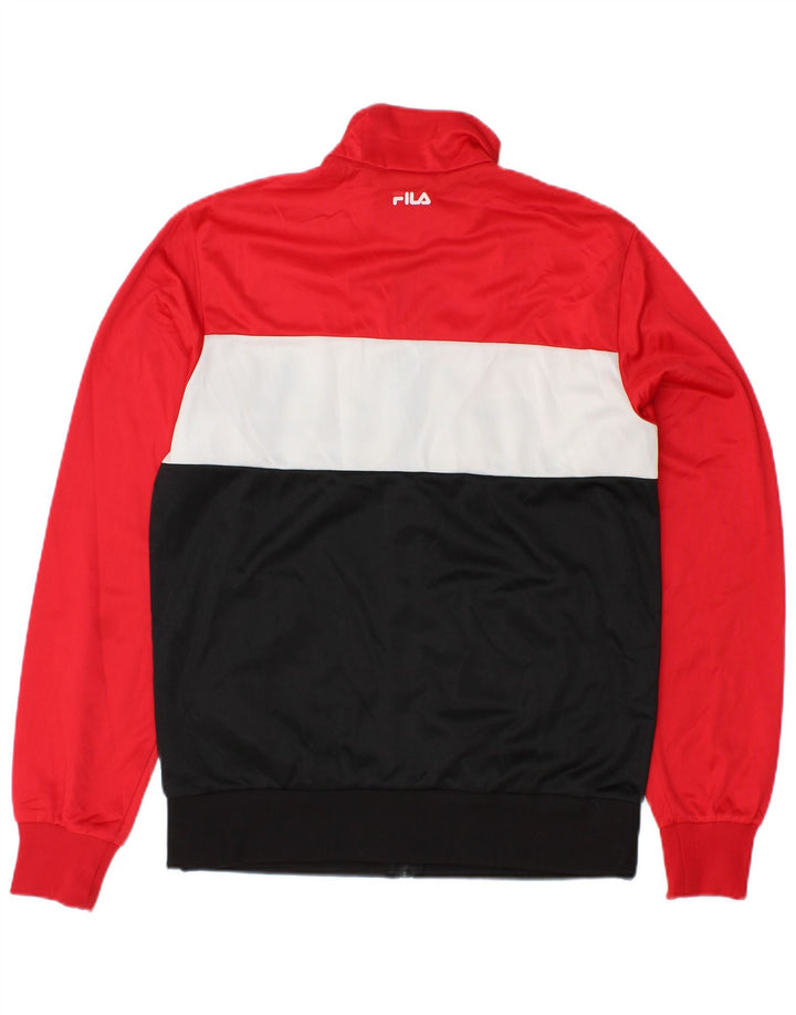 FILA Mens Graphic Tracksuit Top Jacket Small Black Colourblock Polyester