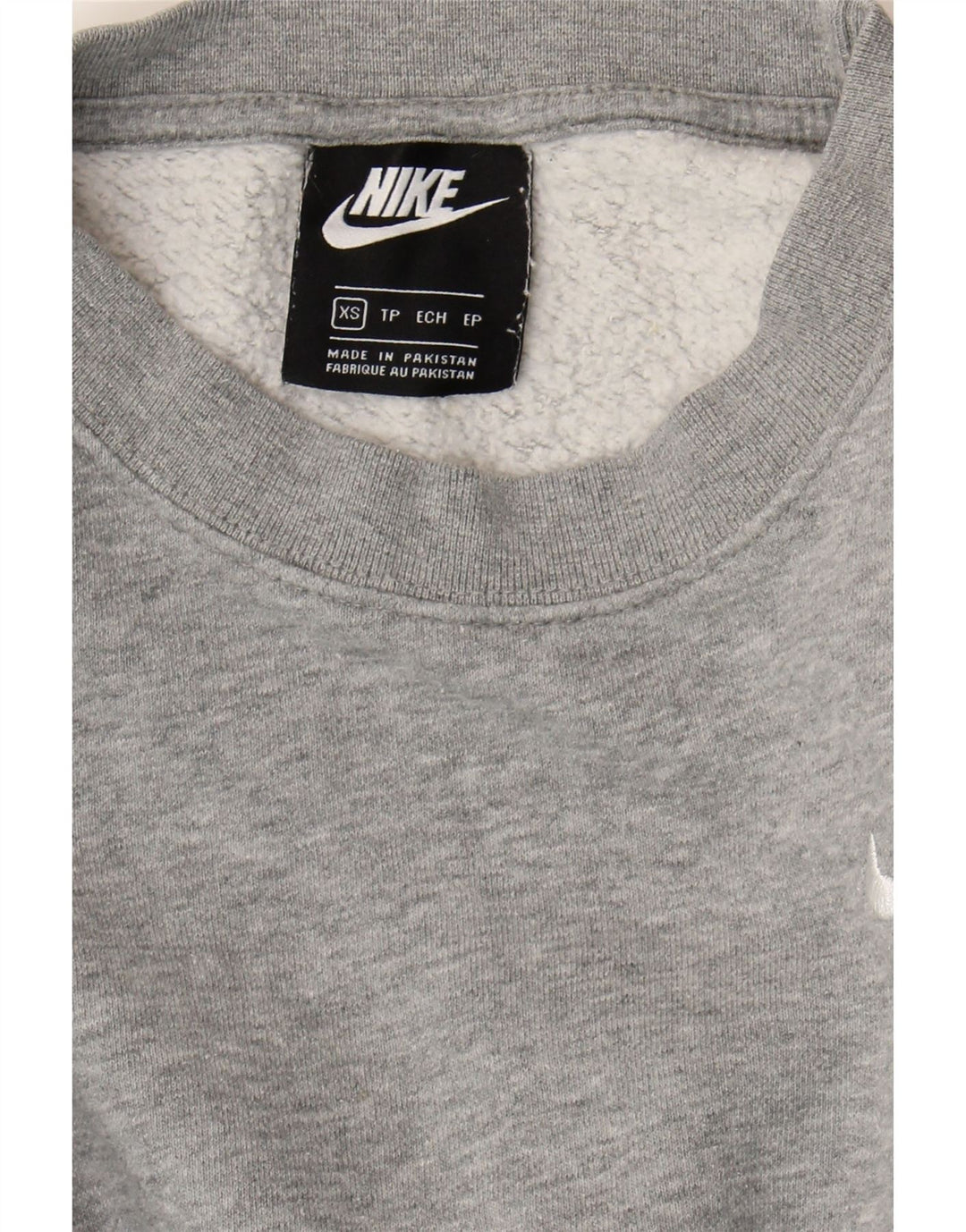 NIKE Womens Oversized Crop Sweatshirt Jumper UK 6 XS Grey Vintage Nike and Second-Hand Nike from Messina Hembry 