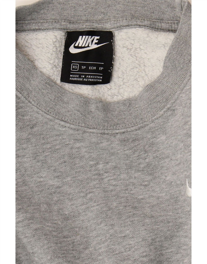 NIKE Womens Oversized Crop Sweatshirt Jumper UK 6 XS Grey Vintage Nike and Second-Hand Nike from Messina Hembry 