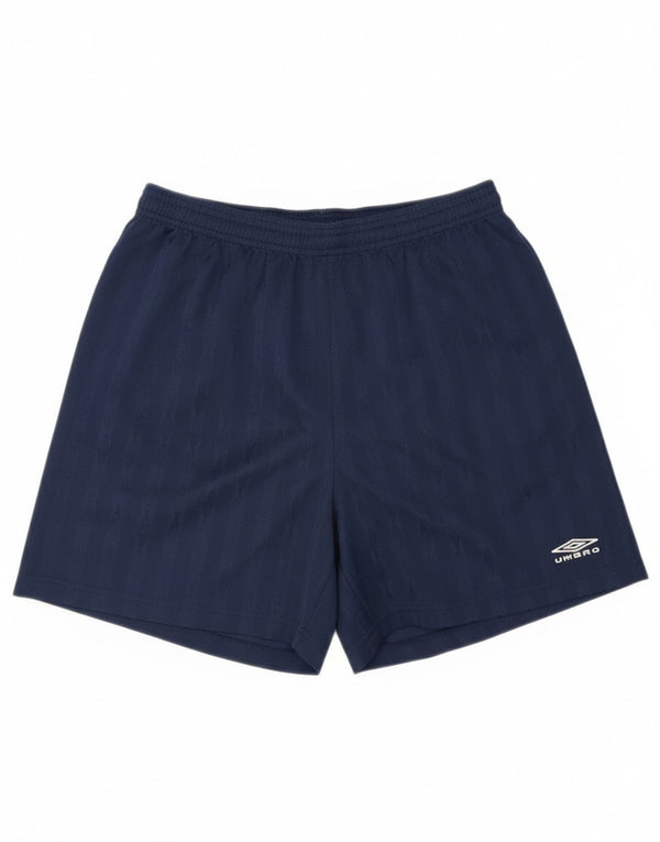 Umbro Mens Sport Shorts Large Navy Blue Striped Polyester