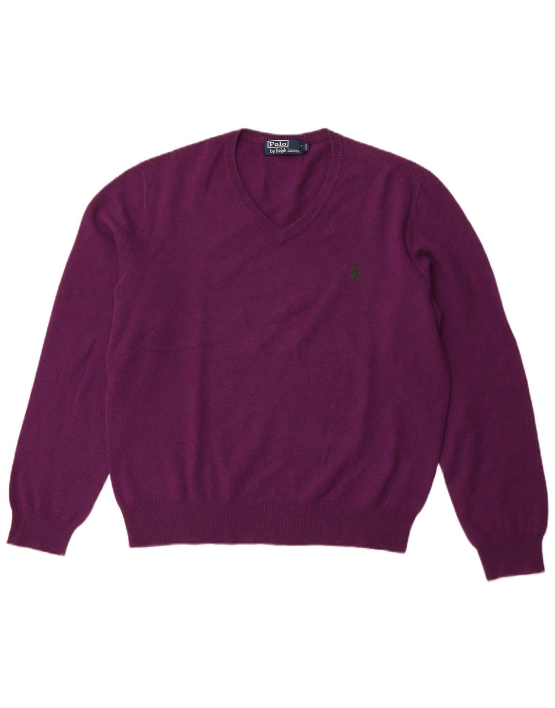 POLO RALPH LAUREN Mens V-Neck Jumper Sweater Medium Purple Merino Wool