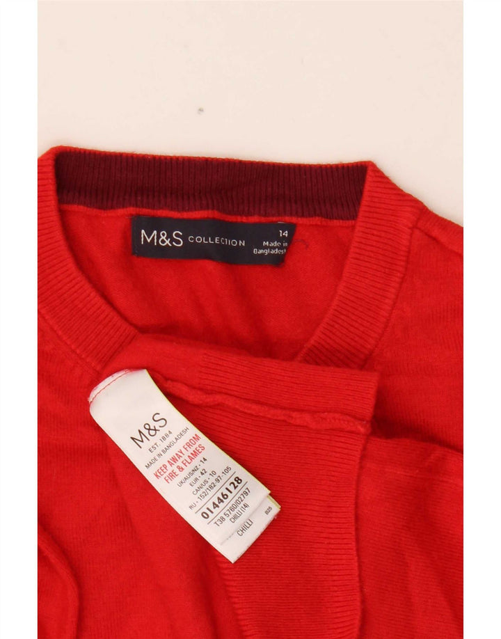 Marks & Spencer Womens Crop Cardigan Sweater UK 14 Medium Red Viscose