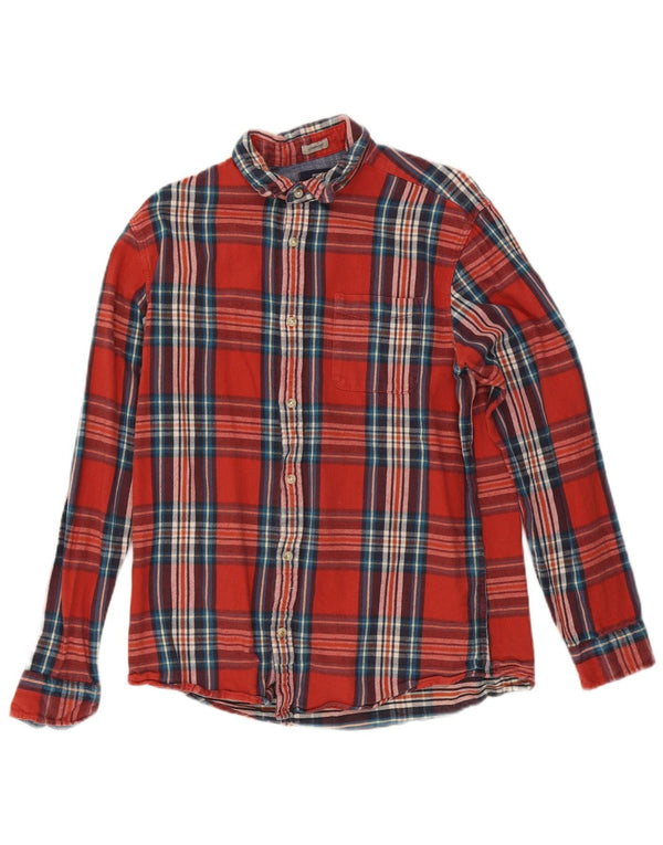 Jack & Jones Mens Flannel Shirt Large Red Check Cotton