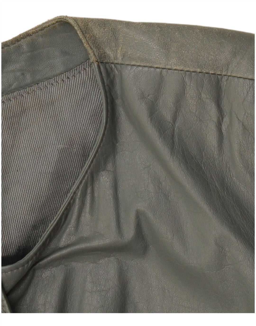 VINTAGE Womens Leather Bomber Jacket UK 12 Medium Grey Leather